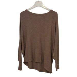 Monrow  Waffle Knit Dolman Top Taupe Women’s Made in USA